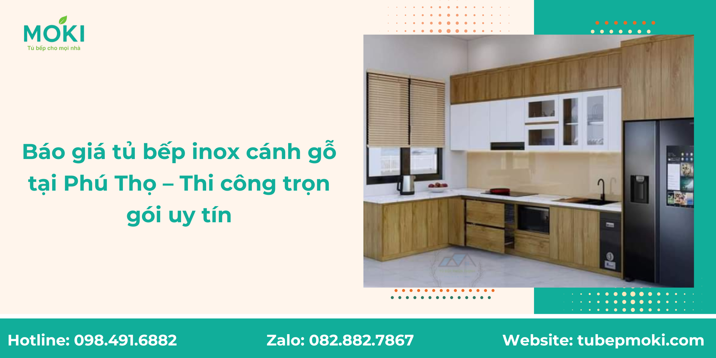 Báo giá tủ bếp inox cánh gỗ tại Phú Thọ – Thi công trọn gói uy tín
