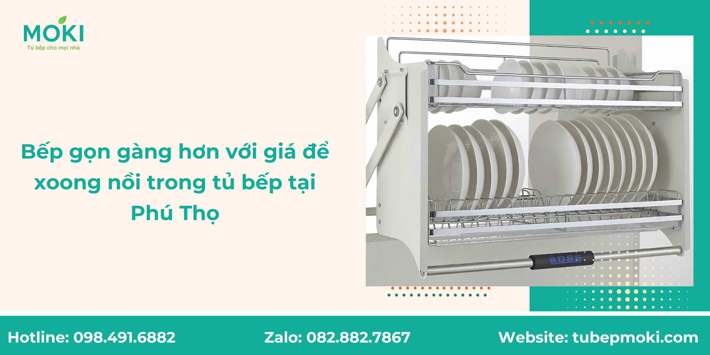 Bếp gọn gàng hơn với giá để xoong nồi trong tủ bếp tại Phú Thọ