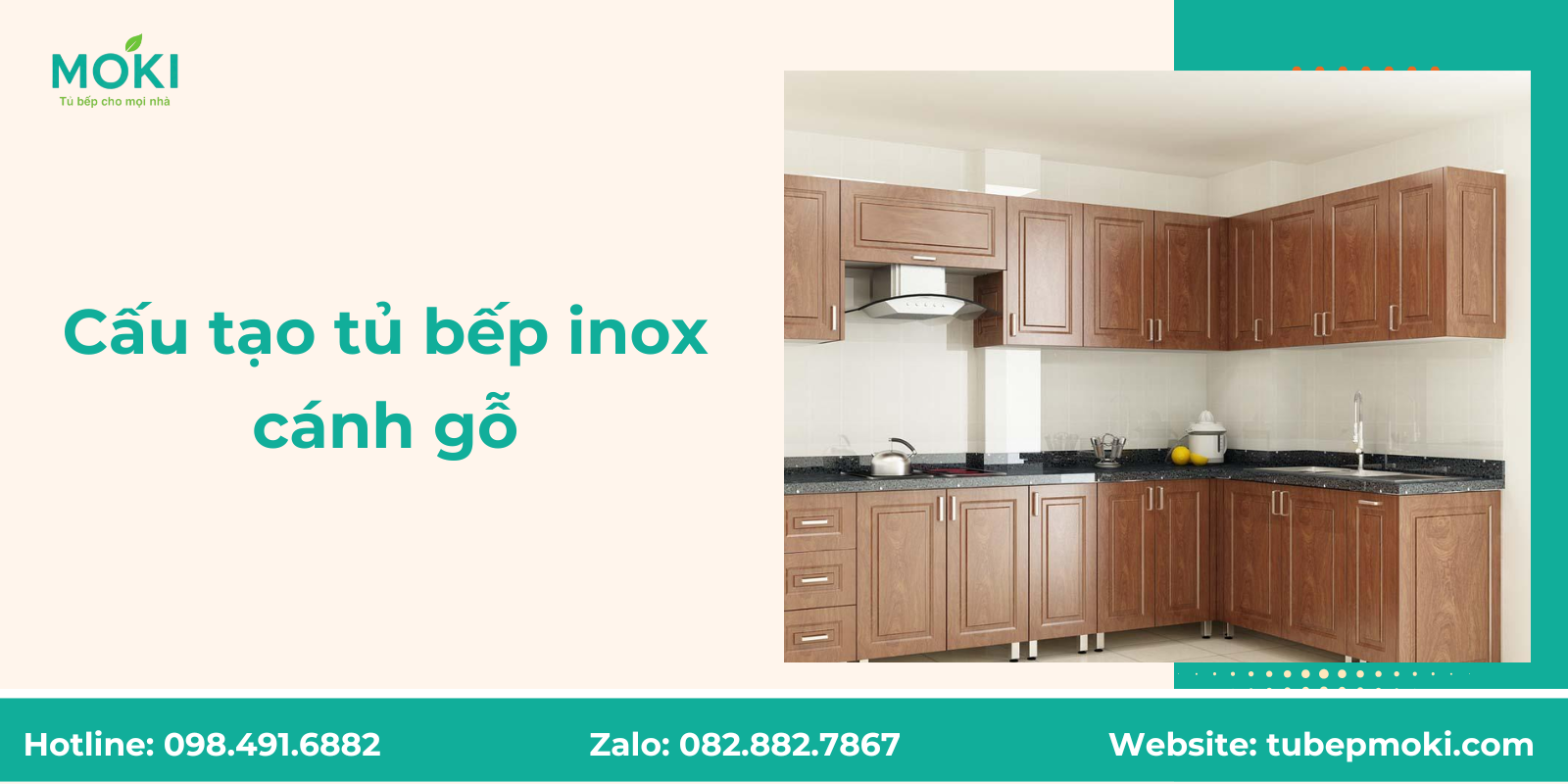 Cấu tạo tủ bếp inox cánh gỗ