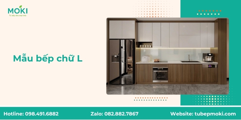 Mẫu bếp gỗ công nghiệp chữ L