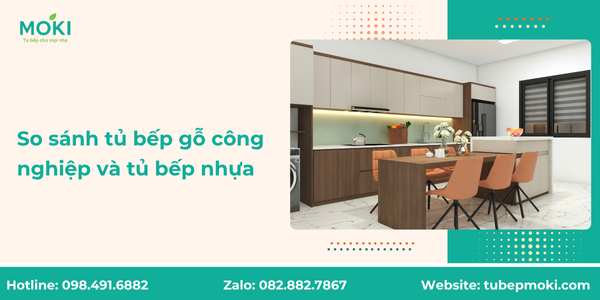 So sánh tủ bếp gỗ công nghiệp và tủ bếp nhựa
