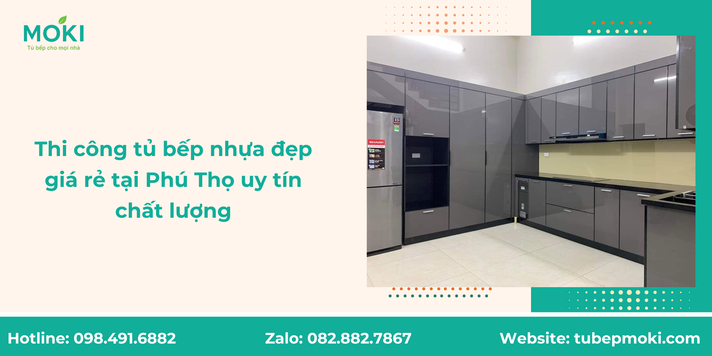 Thi công tủ bếp nhựa đẹp giá rẻ tại Phú Thọ uy tín chất lượng