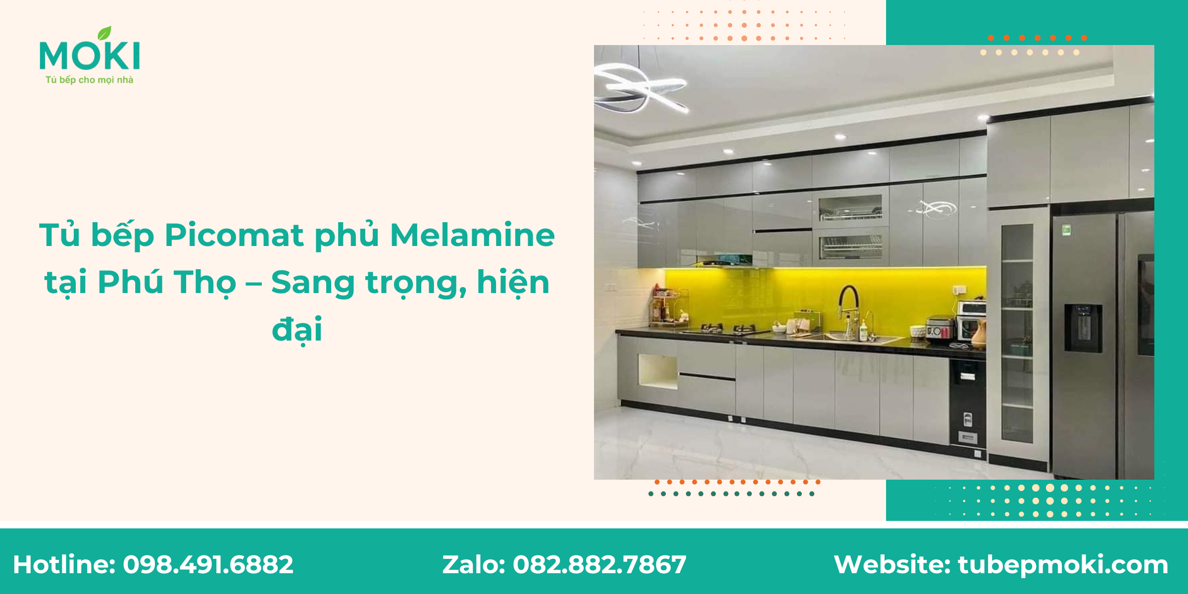 Tủ bếp Picomat phủ Melamine tại Phú Thọ – Sang trọng, hiện đại