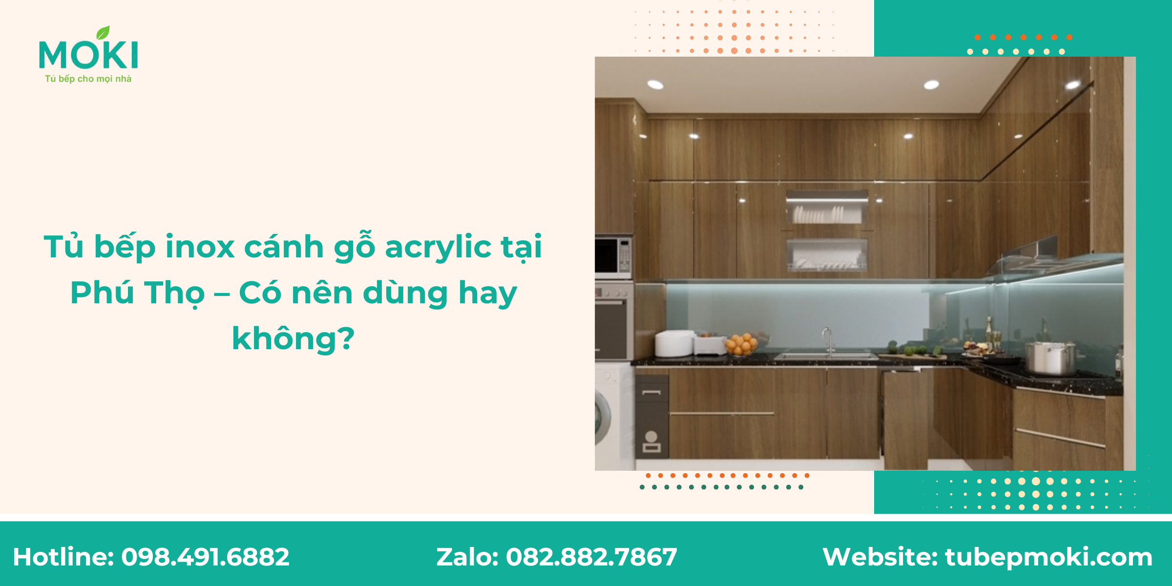 Tủ bếp inox cánh gỗ acrylic tại Phú Thọ – Có nên dùng hay không?