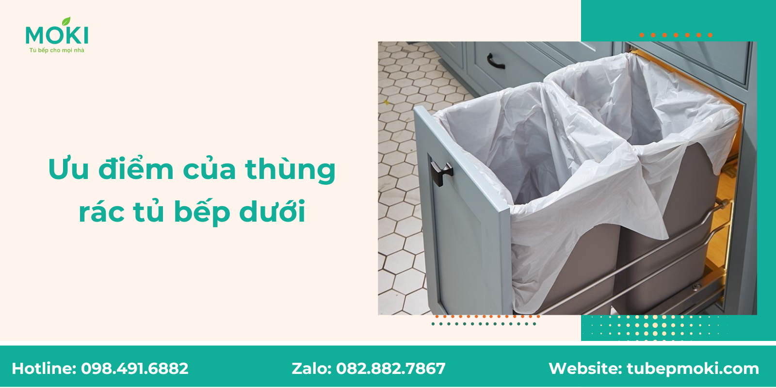 Ưu điểm của thùng rác tủ bếp dưới
