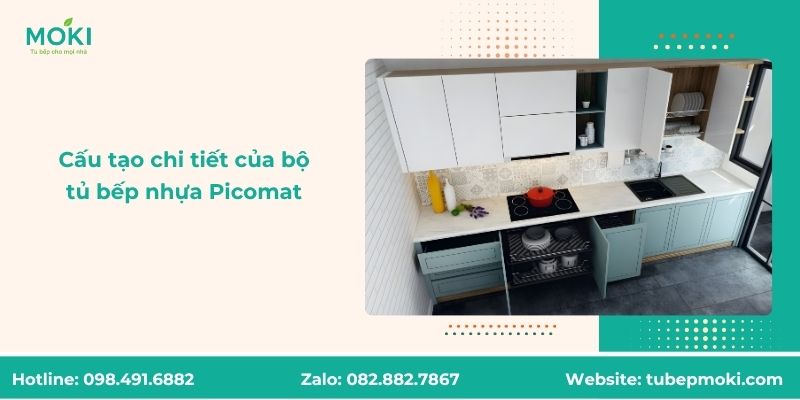 Cấu tạo chi tiết của bộ tủ bếp nhựa Picomat