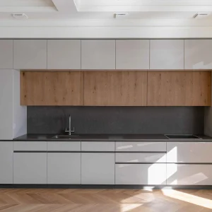 Tủ bếp Nhôm tổ ong cánh gỗ