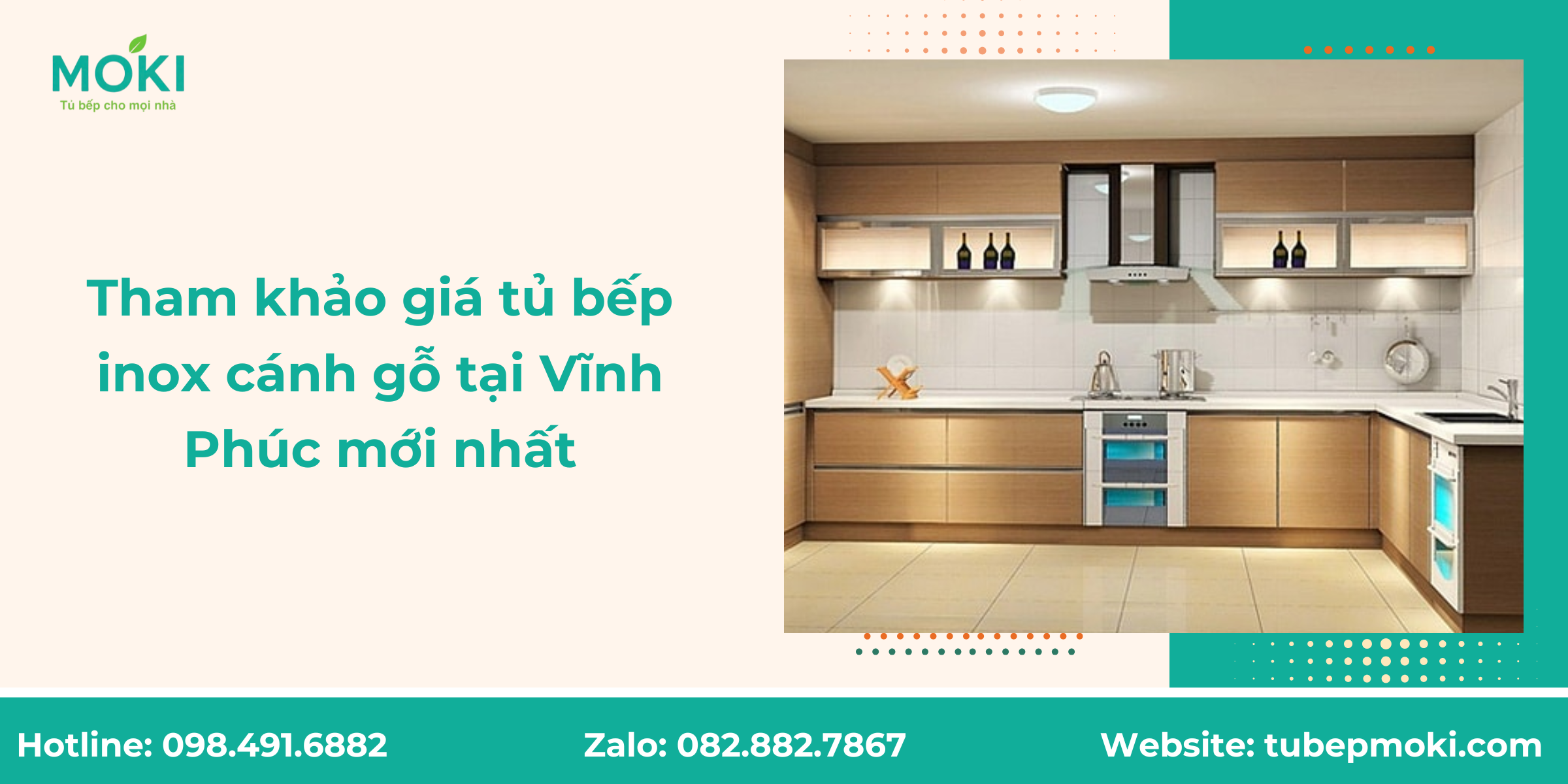 Tham khảo giá tủ bếp inox cánh gỗ tại Vĩnh Phúc mới nhất