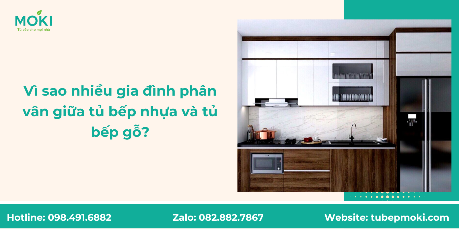 Vì sao nhiều gia đình phân vân giữa tủ bếp nhựa và tủ bếp gỗ?
